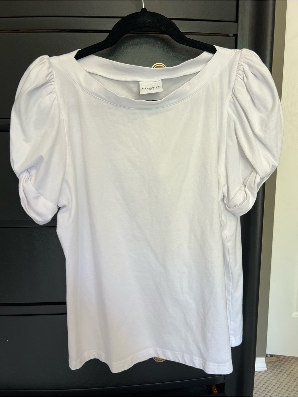 Livotte London Organic Cotton White Puff Sleeve Tee Medium